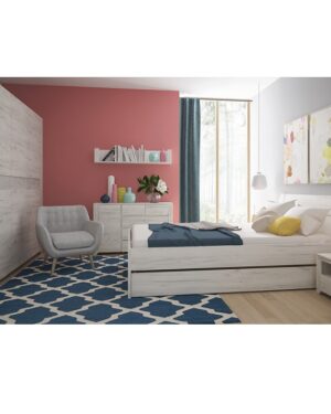 Zostava do spálne, (skriňa, posteľ 160x200, 2x nočný stolík), biela craft, ANGEL sektor